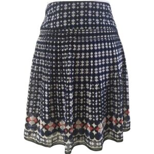 Max Studio ~ Blue Red Black Geometric Pleated Chiffon Mini Skirt~Small